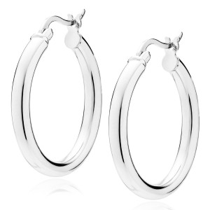 Cercei rotunzi argint Ø25 mm x 3 mm Classic Hoops DiAmanti KHR325R-DIA (Argint 925‰ 3,6 g.)